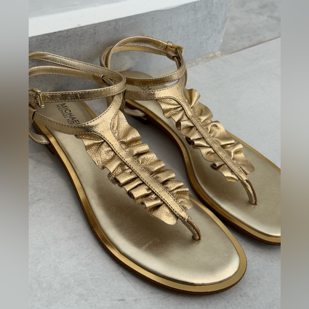 Michael Kors Gold Ruffle Sandals